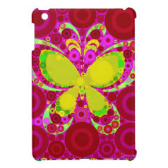 Colorful Girly Butterfly Circle Mosaic Pink Yellow Cover For The iPad Mini