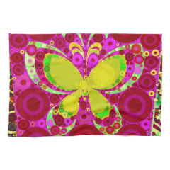 Colorful Girly Butterfly Circle Mosaic Pink Yellow Hand Towel