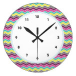 Colorful girly chevron wall clocks