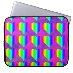 Colorful Girly Rainbow Hearts Fun Teen Pattern Laptop Sleeves