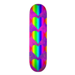 Colorful Girly Rainbow Hearts Fun Teen Pattern Skate Board Deck