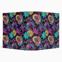 Colorful Glass Beads Look Retro Floral Design Binders