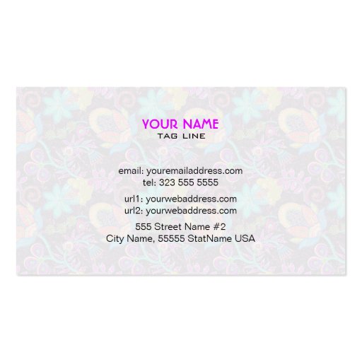 Colorful Glass Beads Look Retro Floral Design Business Card (back side)