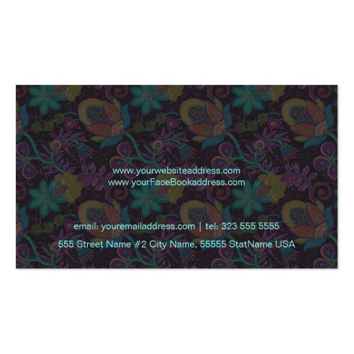 Colorful Glass Beads Look Retro Floral Design Business Card Templates (back side)