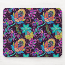 Colorful Glass Beads Look Retro Floral Design Mousepads