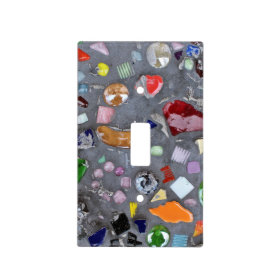Colorful glass mosaic in cement light switch plate