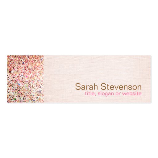 Colorful Glitter and Light Pink Linen Look Beauty Business Cards (front side)