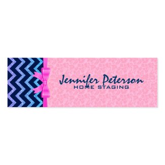 Colorful Glitter Blue Chevron Pink Damasks 2a Double-Sided Mini Business Cards (Pack Of 20)
