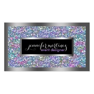 Colorful Glitter & Sparkles Silver Accents Double-Sided Standard Business Cards (Pack Of 100)