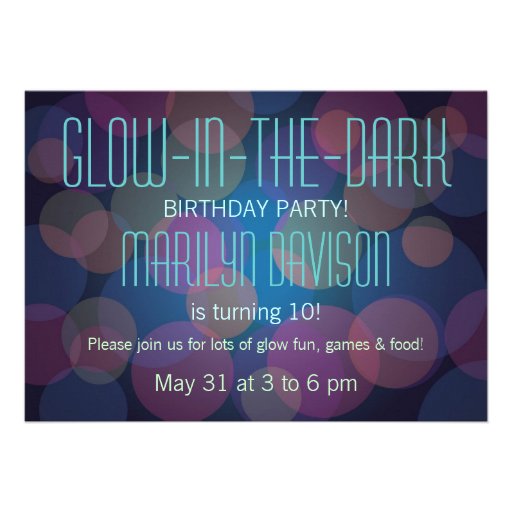 Colorful Glow in the Dark Party Invitation