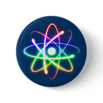 Colorful Glowing Atom - Button