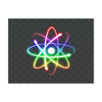Colorful Glowing Atom - Greetings Postcard