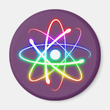 Colorful Glowing Atom - magnet