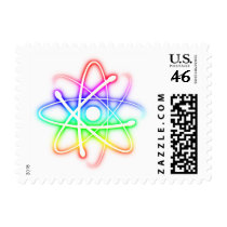 Colorful Glowing Atom - Postage