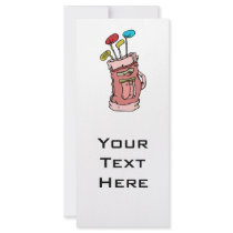 colorful golf bag and clubs graphic custom rack cards