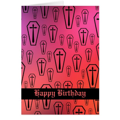 colorful gothic coffins birthday card
