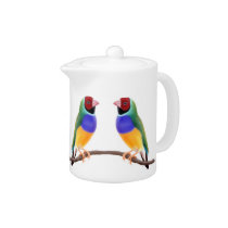 Colorful Gouldian Finches Teapot