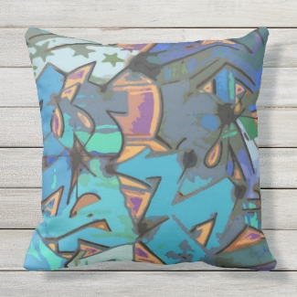 Colorful Graffiti Design Outdoor pillow