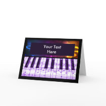 Colorful Grand Piano Keyboard and Music Notes Greeting Cards