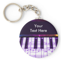 Colorful Grand Piano Keyboard and Music Notes Keychains