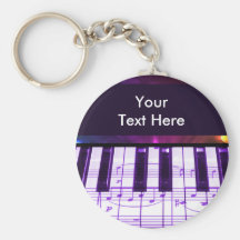 Colorful Grand Piano Keyboard and Music Notes Keychains