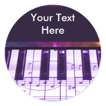 Colorful Grand Piano Keyboard and Music Notes Stickers