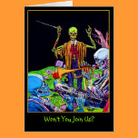 Colorful Graveyard Symphony Halloween Card cards