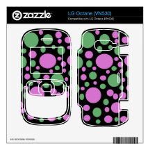 colorful green pink polka dots decals for LG octane
