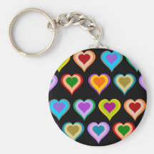 Colorful groovy heart pattern keychain