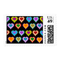 Colorful groovy heart pattern stamps