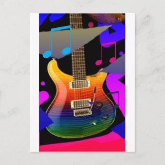 Colorful Guitar - Rock On! Post Card