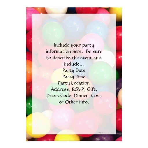 Colorful Gum Ball Candy Personalized Invitation