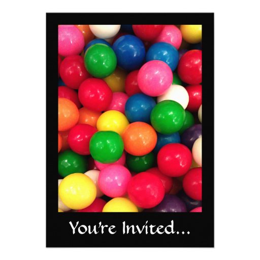 Colorful Gum Ball Candy Personalized Invitation
