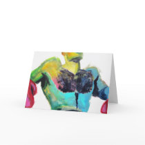 Colorful Hairy Boxer Greeting Card