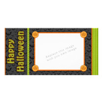 Colorful halloween design with pumpkins photo cards