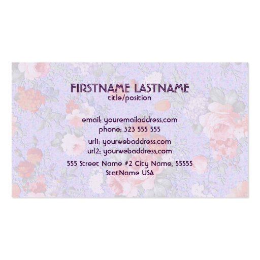 Colorful Hand Painted Rustic Flower-Purple Back Business Card Templates (back side)