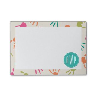 Colorful Handprints Monogram Teacher Post-it® Notes