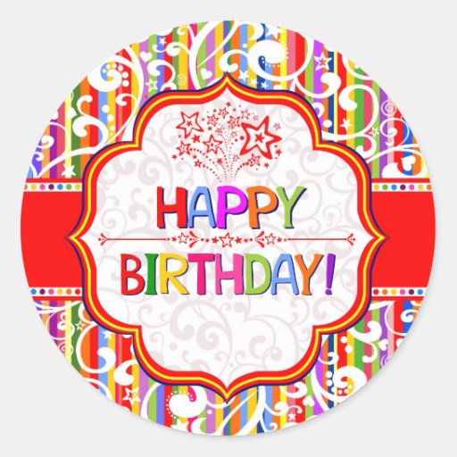 Colorful Happy Birthday Classic Round Sticker Zazzle 