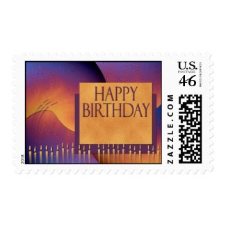 Colorful Happy Birthday Design Postage stamp