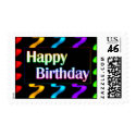 Colorful Happy Birthday Postage Stamps