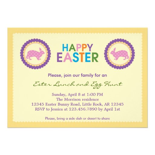 Colorful Happy Easter Invitation (front side)