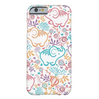 Colorful Happy Elephants And Flowers Barely There iPhone 6 Case
