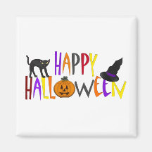 Colorful Happy Halloween Fridge Magnets