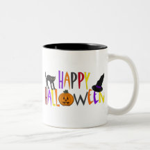 Colorful Happy Halloween Mugs