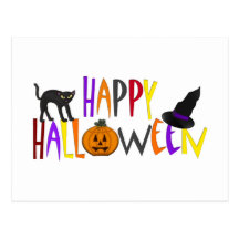 Colorful Happy Halloween Post Card
