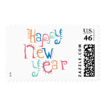 Colorful Happy New Year postage