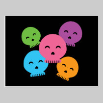 Colorful Happy Skulls postcards