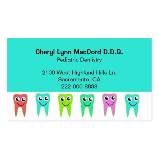 Colorful Happy Teeth Custom Dentist Business Card (front side)
