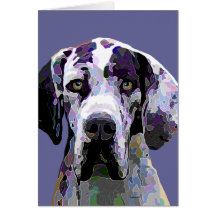 Colorful Harlequin Great Dane Face Card