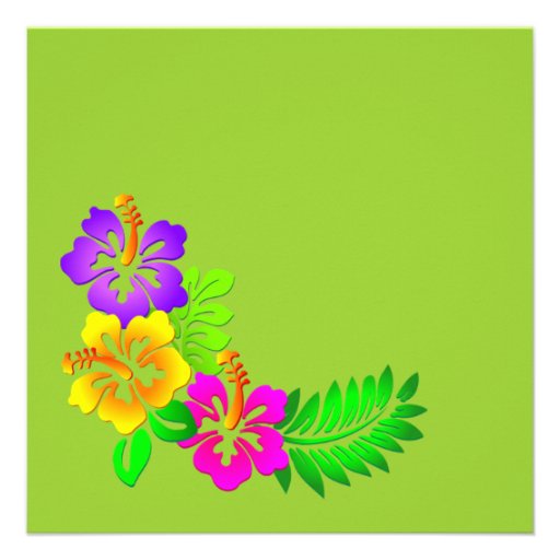 Colorful Hawaiian Tropical Wedding Invitation